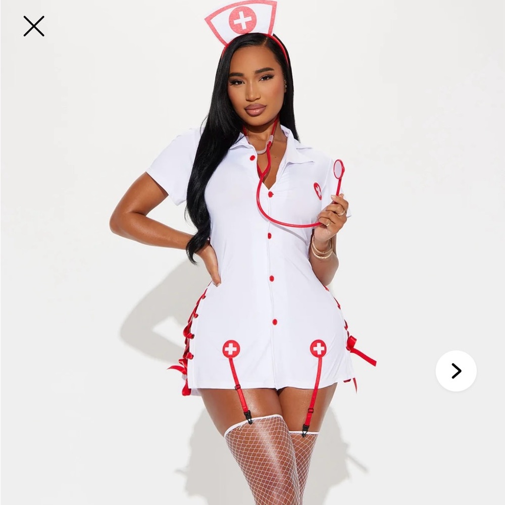 Fashion Nova White and Red Nurse Outfit